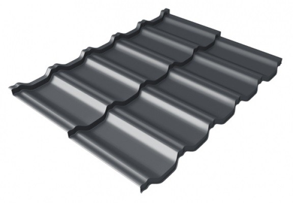 Металлочерепица модульная Квинта Uno Grand Line c 3D резом 0,5 Satin Мatt RAL 7024 мокрый асфальт купить в Баймаке