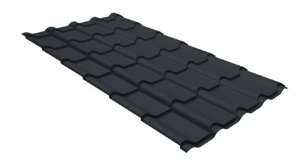 Металлочерепица камея GL 0,5 GreenCoat Pural RR 23 темно-серый (RAL 7024 мокрый асфальт) купить в Баймаке