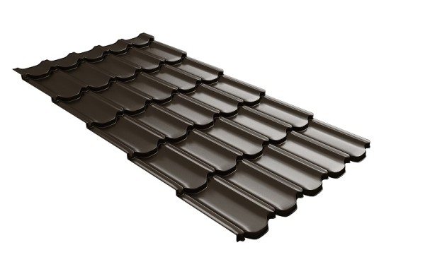 Металлочерепица квинта плюс с 3D резом 0,5 GreenСoat Pural Matt RR 32 темно-коричневый (RAL 8019 серо-коричневый) купить в Баймаке