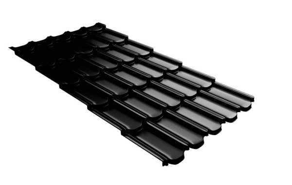 Металлочерепица квинта плюс с 3D резом 0,5 GreenСoat Pural Matt RR 33 черный (RAL 9005 черный) купить в Баймаке