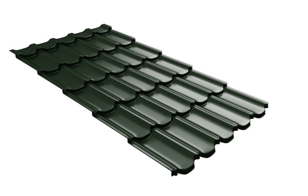Металлочерепица квинта плюс с 3D резом 0,5 GreenСoat Pural RR 11 темно-зеленый (RAL 6020 хромовая зелень) купить в Баймаке