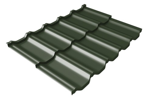 Металлочерепица модульная Квинта Uno Grand Line c 3D резом 0,5 GreenСoat Pural Matt RR 11 темно-зеленый (RAL 6020 хромовая зелень) купить в Баймаке
