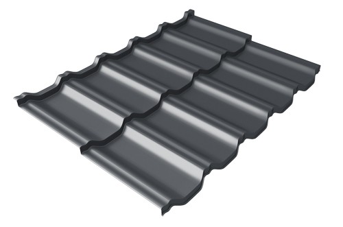 Металлочерепица модульная Квинта Uno Grand Line c 3D резом 0,45 PE RAL 7024 мокрый асфальт купить в Баймаке