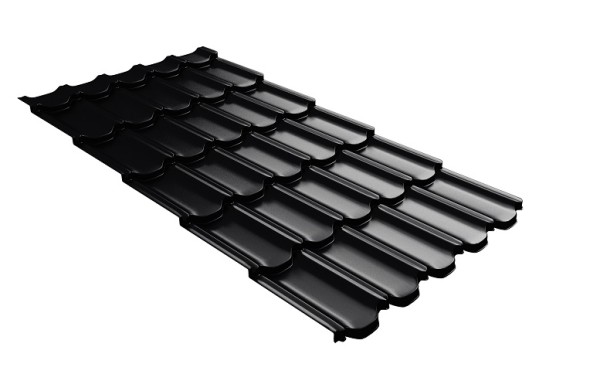 Металлочерепица квинта плюс с 3D резом 0,5 Quarzit lite RAL 9005 черный купить в Баймаке