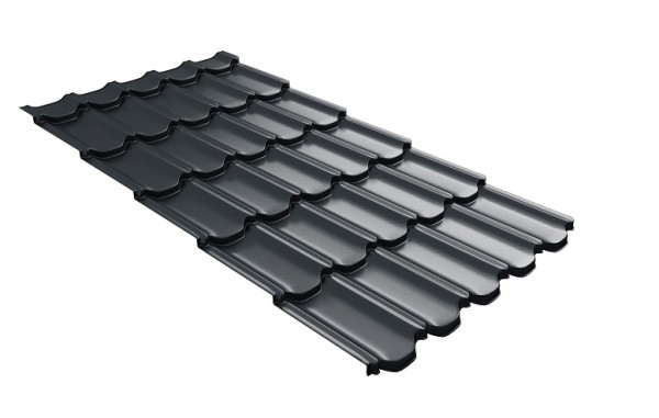 Металлочерепица квинта плюс с 3D резом 0,5 Satin RAL 7016 антрацитово-серый купить в Баймаке