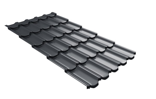 Металлочерепица квинта плюс с 3D резом 0,5 Satin RAL 7024 мокрый асфальт купить в Баймаке