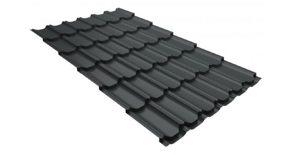 Металлочерепица квинта плюс 0,5 GreenCoat Pural RR 23 темно-серый (RAL 7024 мокрый асфальт) купить в Баймаке